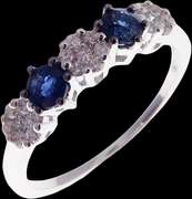 Mismatch Diamond Cluster Trinity 18k White Gold Ring with Sapphires