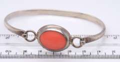 Vintage 925 Sterling Silver Mexico Gemstone Bangle Bracelet