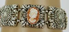 Beautiful Vintage German Sterling Shell Cameo Bracelet