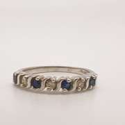 14kt Gold, Blue Sapphire, & Diamond Band Ring