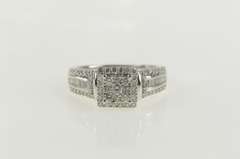 14K White Gold 0.83 Ctw Diamond Square Cluster Engagement Ring