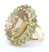 Fabulous Yellow Gold Lemon Quartz and Peridot Cocktail Ring