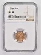AU58 1868-S $2.50 Liberty Head Gold Quarter Eagle - Graded NGC