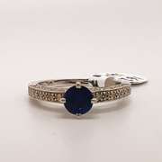 14kt Gold, Blue Sapphire, & Diamond Cocktail Ring