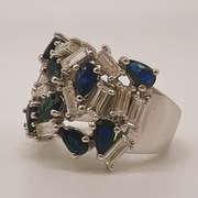 14kt Gold, Blue Sapphire & Diamond Ring