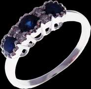 Gorgeous Sapphire Triple Set 18k White Gold Ring bordered with Diamonds