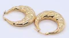 Stunning Yellow Gold Quilted Hoop Earrings