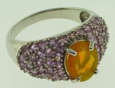 Sterling Silver Pink Topaz With Yellow Stone Ring