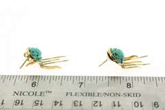 Vintage Etched Turquoise Sun Earrings in 18k Yellow Gold