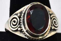 Silver Ring With Solitaire Red CZ