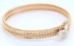Charming Yellow Gold Braided Bracelet with Diamond