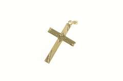 10K Yellow Gold Ornate Floral Etched Design Cross Christian Pendant