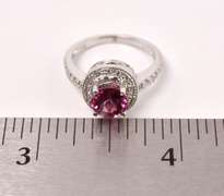 Precious Pink Tourmaline and Diamond Ring in 18K White Gold
