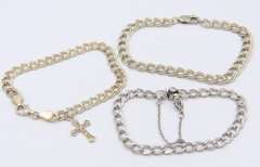 Group Lot of 3 Vintage 925 Sterling Silver Bracelets