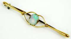 Antique English 9CT Gold Opal Bar Pin or Pendant