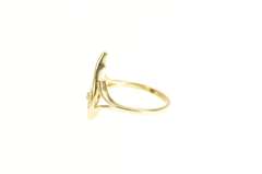 14K Yellow Gold Diamond Accent Wish Bone Lucky Good Luck Ring