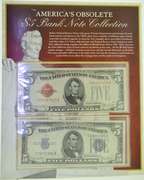 America's Obsolete $5 Bank Note Collection lot of (5)