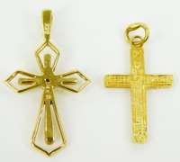 2 14K Yellow Gold Cross Pendants