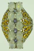 Sterling Silver Large Opal Color Stone Ring