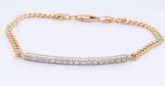 Handsome 2 Tone Gold Diamond Pave Bar Bracelet
