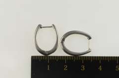 14K White Gold 0.38 Ctw Diamond Channel Inset Oval Hoop Earrings
