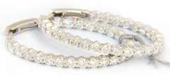 Eyecatching White Gold Diamond Shared Prong Inside Out Hoop Earrings