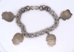 Vintage Sterling Silver Bracelet w 4 Charms