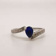 14kt Gold, Blue Sapphire, & Diamond Cocktail Ring