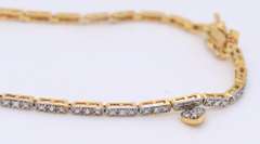 Sterling Silver Cubic Zirconia Bracelet with Tiny Heart Shaped Charm