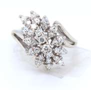 Dazzling White Gold Diamond Waterfall Ring