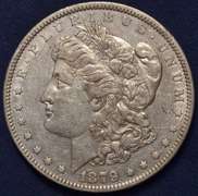 1879 Morgan Silver Dollar, AU.