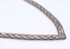 Vintage Sterling Silver Italian Flat V Necklace
