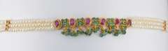 Beautiful 22k Emerald, Ruby, & Pearl Necklace