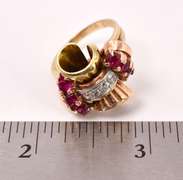 Lovely Ruby and Diamond Ring in 14K Two-Tone Gold
