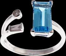 Radical Turquoise Blue Topaz and Diamond 18k White Gold Ring