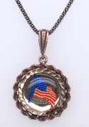 Vintage Sterling Silver American Flag Pendant on Chain