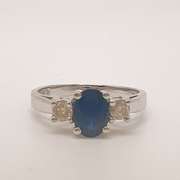 14kt Gold, Blue Sapphire, & Diamond Ring