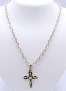 Vintage Sterling Silver Signed Cross Pendant on Italian Chain Necklace