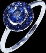 Lovely Sapphire Mixture 18k White Gold Ring with Diamond Core