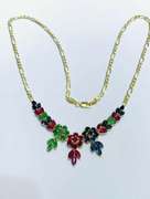 14kt Solid Yellow Gold, Ruby, Emerald, & Blue Sapphire Necklace