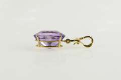 14K Yellow Gold Oval Amethyst Solitaire Classic Statement Pendant
