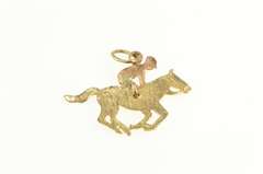 14K Yellow Gold Articulated Horse Rider Jockey Race Charm/Pendant