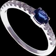 Forlorn Sapphire 18k White Gold Ring flanked with Diamonds