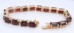 Majestic Yellow Gold Garnet Emerald Cut Bracelet