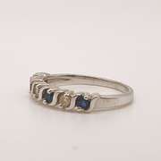 14kt Gold, Blue Sapphire, & Diamond Band Ring