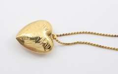 Etched Puffed Heart on Necklace