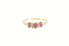 10K Yellow Gold Marquise Ruby Diamond Accent Statement Ring