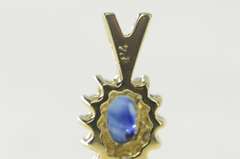 14K Yellow Gold 0.75 Ctw Oval Sapphire Diamond Halo Classic Pendant