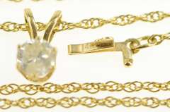 14K Yellow Gold 0.46 Ct Diamond Solitaire Twist Rope Chain Necklace