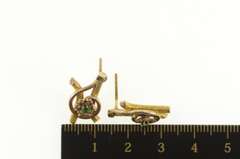 14K Yellow Gold Victorian Emerald Seed Pearl Flower Swirl Bar Earrings